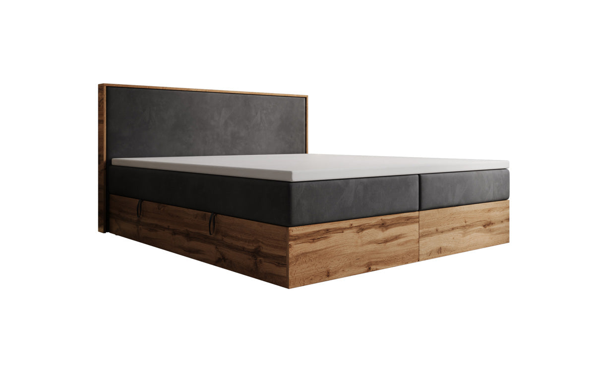 Boxspringbett Timber mit Stauraum in Samt