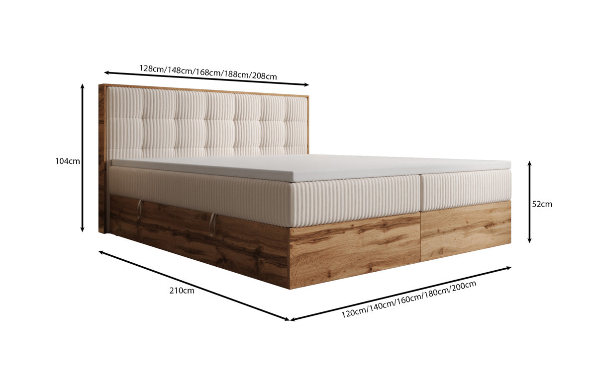 Boxspringbett Timber Quad in Cord mit Stauraum