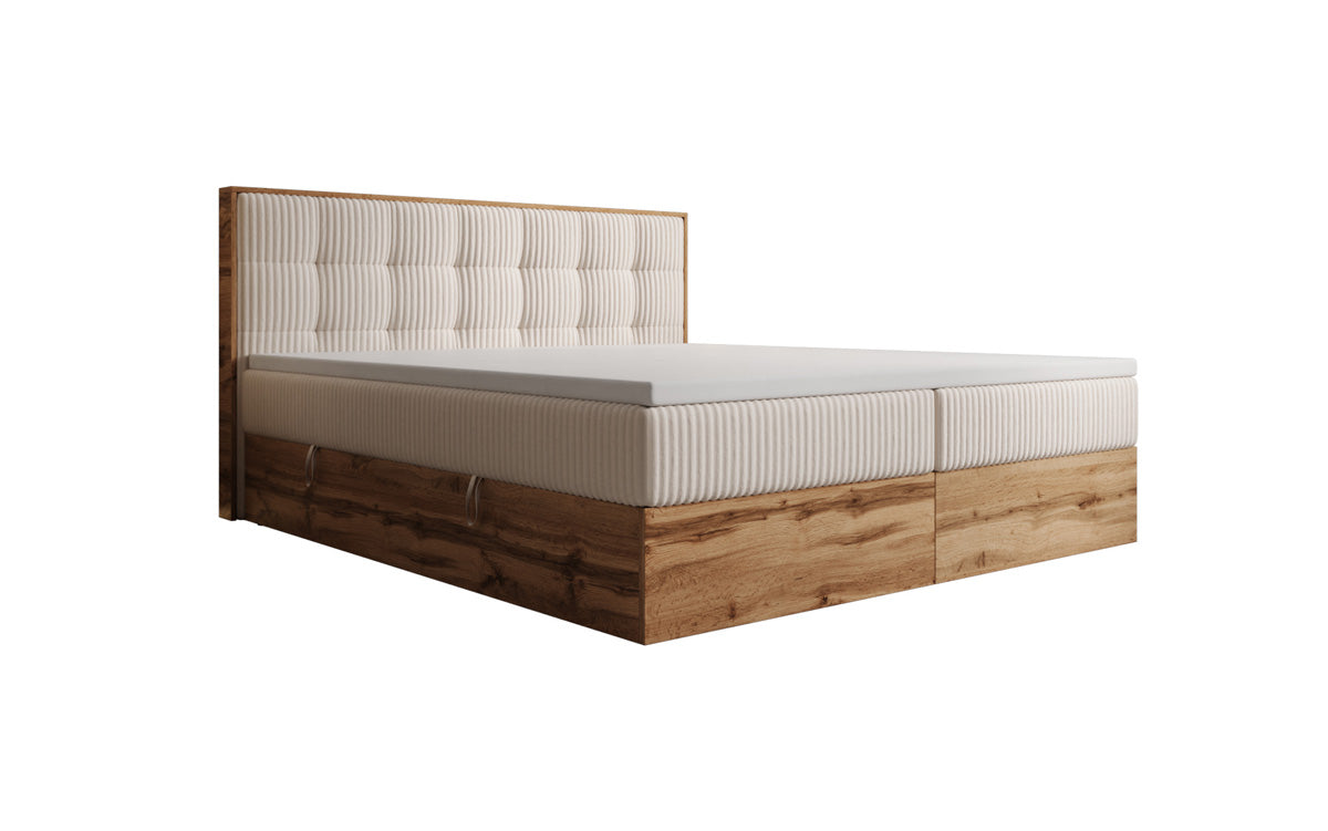 Boxspringbett Timber Quad in Cord mit Stauraum