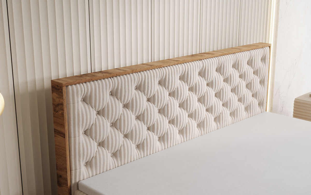 Boxspringbett Timber Chester in Cord mit Stauraum