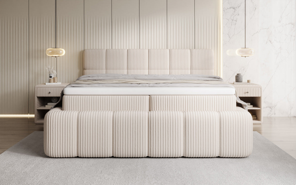 Boxspringbett Bombo in Cord mit Stauraum