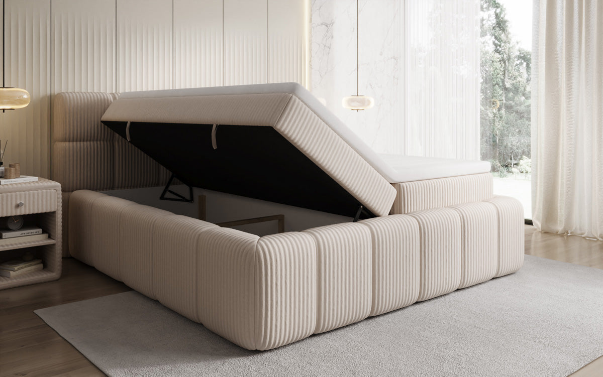 Boxspringbett Bombo in Cord mit Stauraum