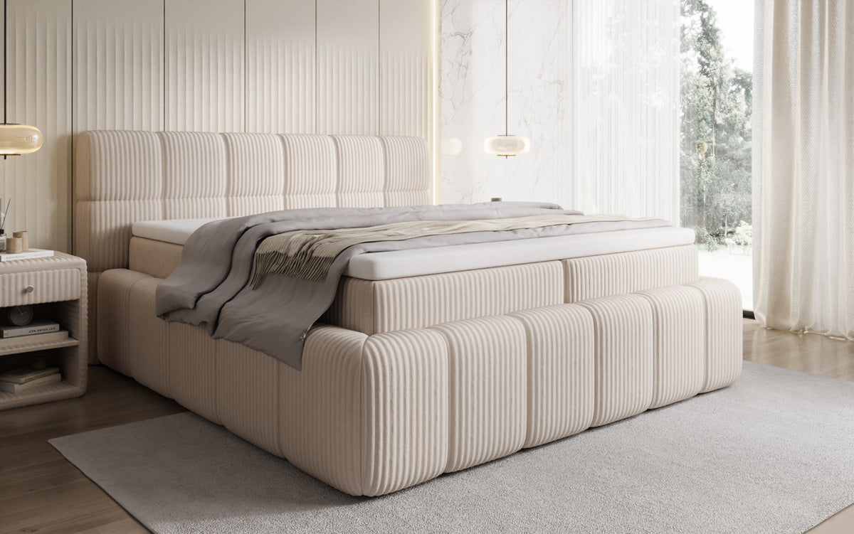 Boxspringbett Bombo in Cord mit Stauraum