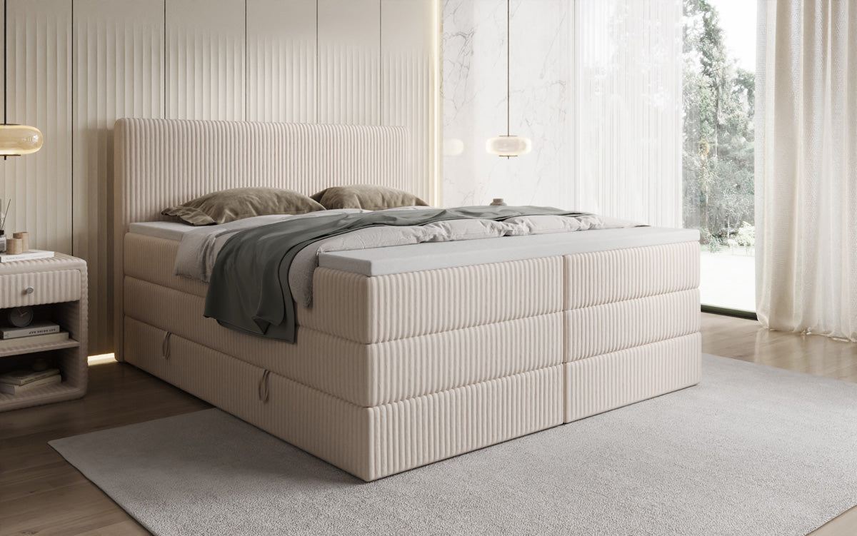 Boxspringbett Kubo King in Cord mit Stauraum