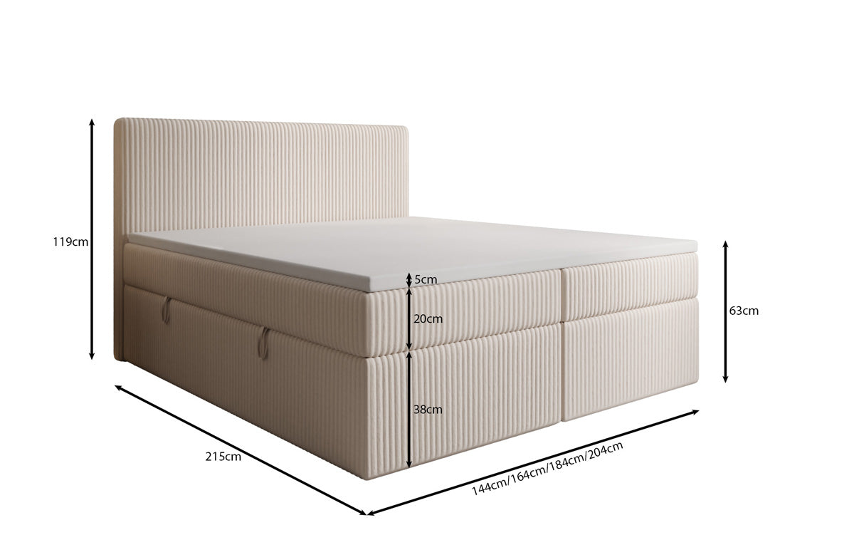 Boxspringbett Kubo in Cord mit Stauraum