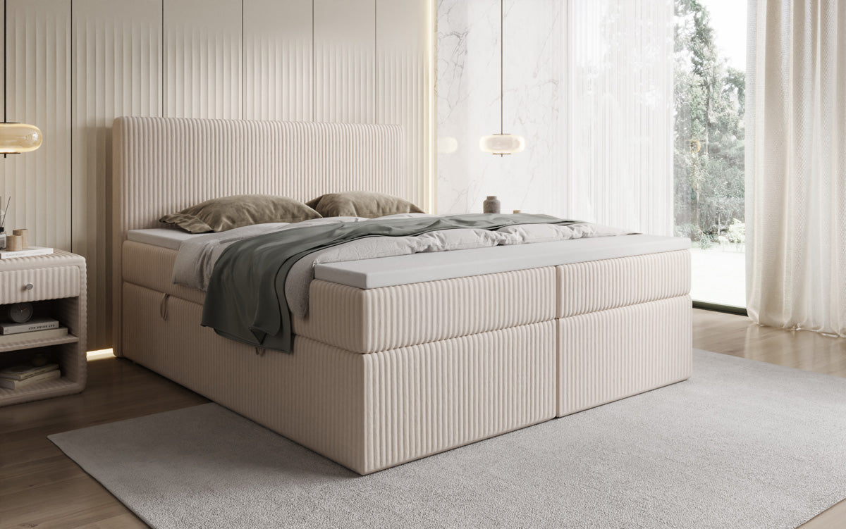 Boxspringbett Kubo in Cord mit Stauraum