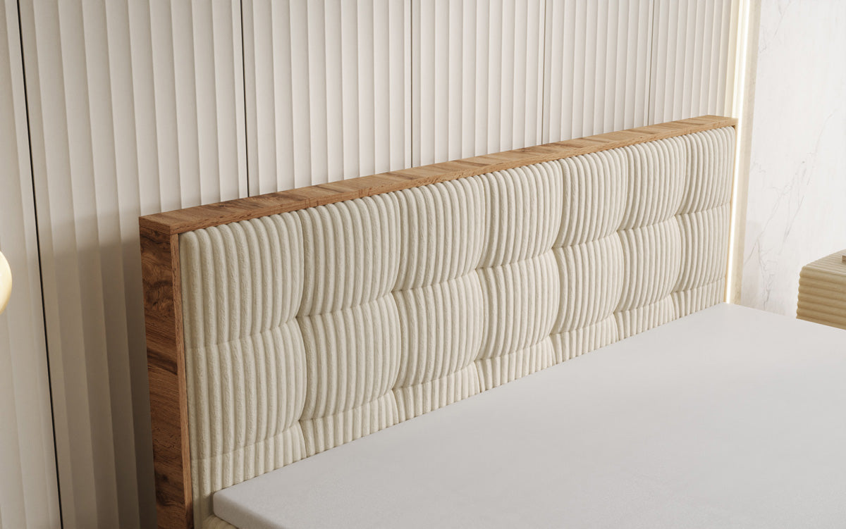 Boxspringbett Timber Quad in Cord mit Stauraum