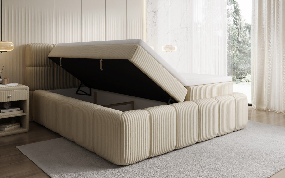 Boxspringbett Bombo in Cord mit Stauraum