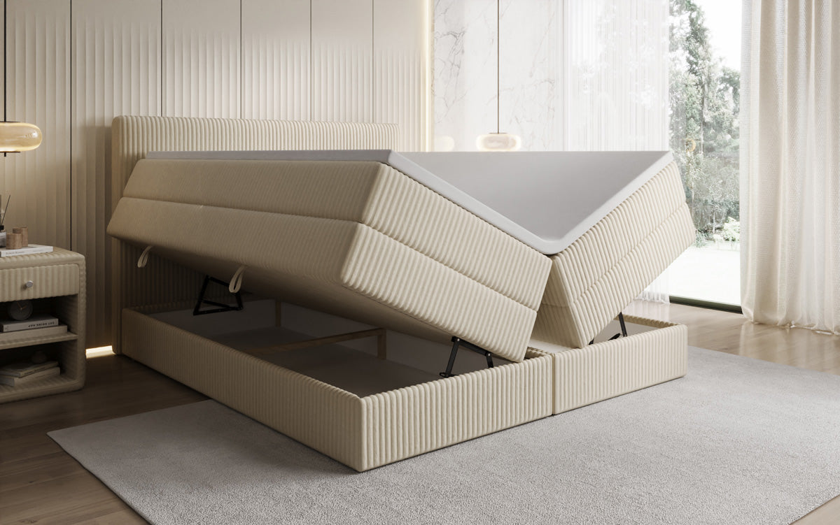 Boxspringbett Kubo King in Cord mit Stauraum