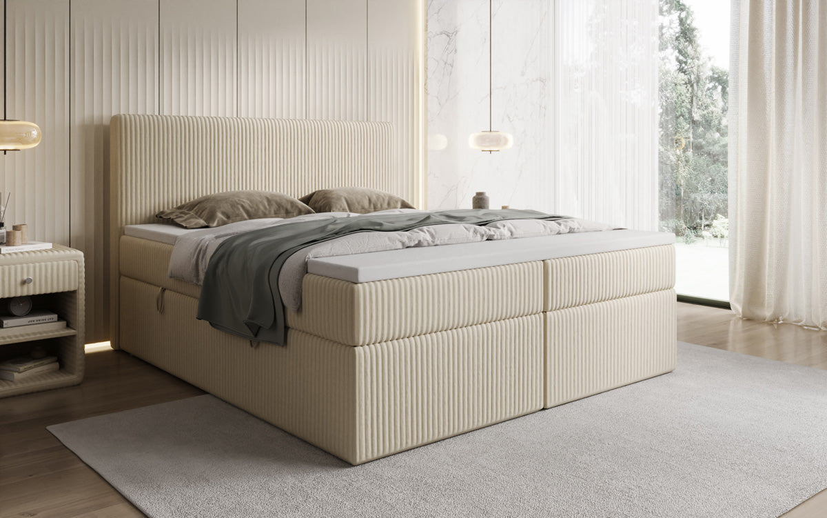 Boxspringbett Kubo in Cord mit Stauraum