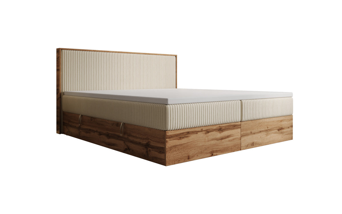 Boxspringbett Timber in Cord mit Stauraum
