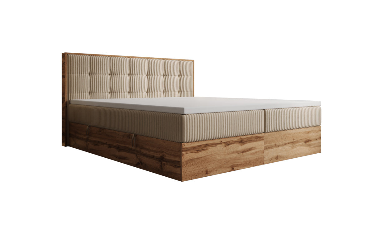 Boxspringbett Timber Quad in Cord mit Stauraum