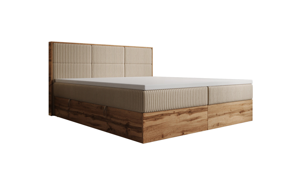 Boxspringbett Timber Panel in Cord mit Stauraum