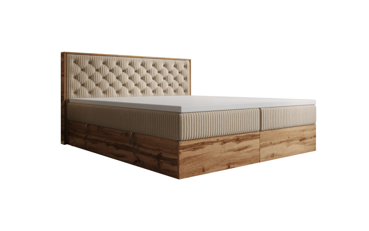 Boxspringbett Timber Chester in Cord mit Stauraum