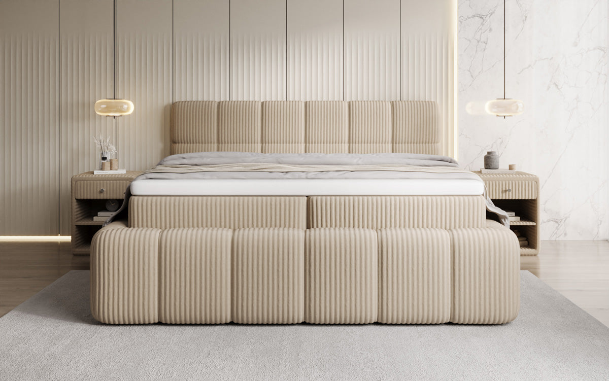Boxspringbett Bombo in Cord mit Stauraum