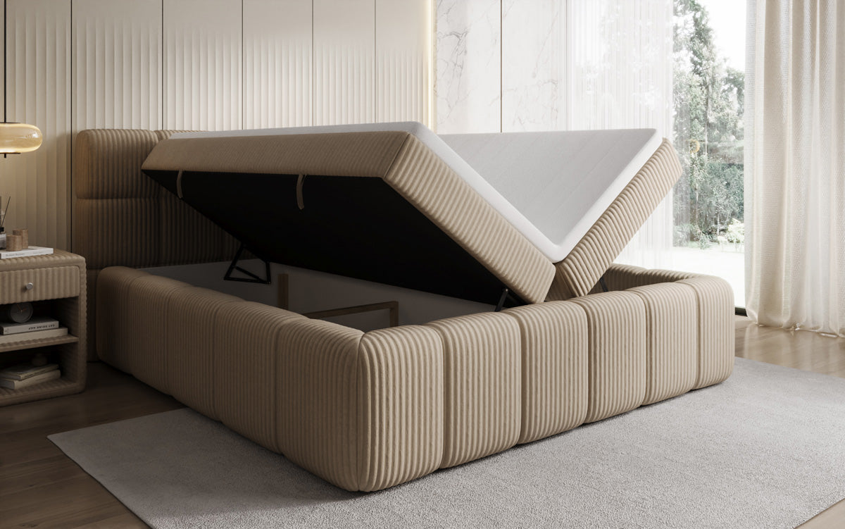 Boxspringbett Bombo in Cord mit Stauraum