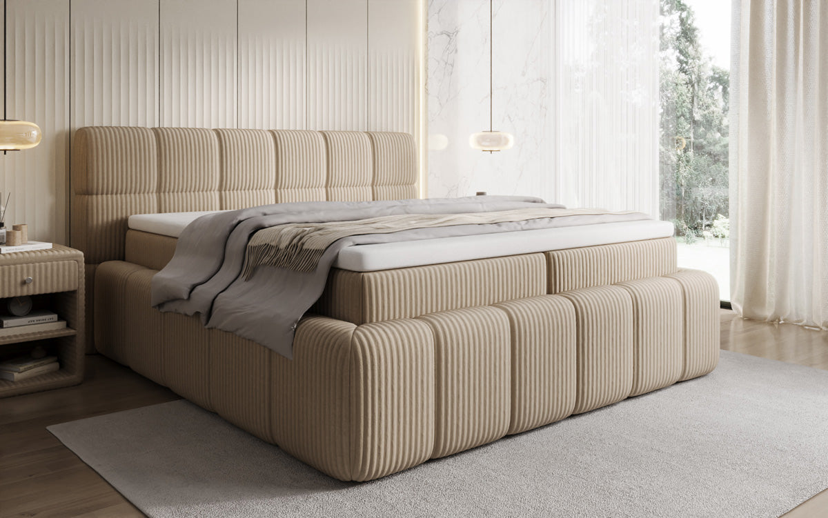 Boxspringbett Bombo in Cord mit Stauraum