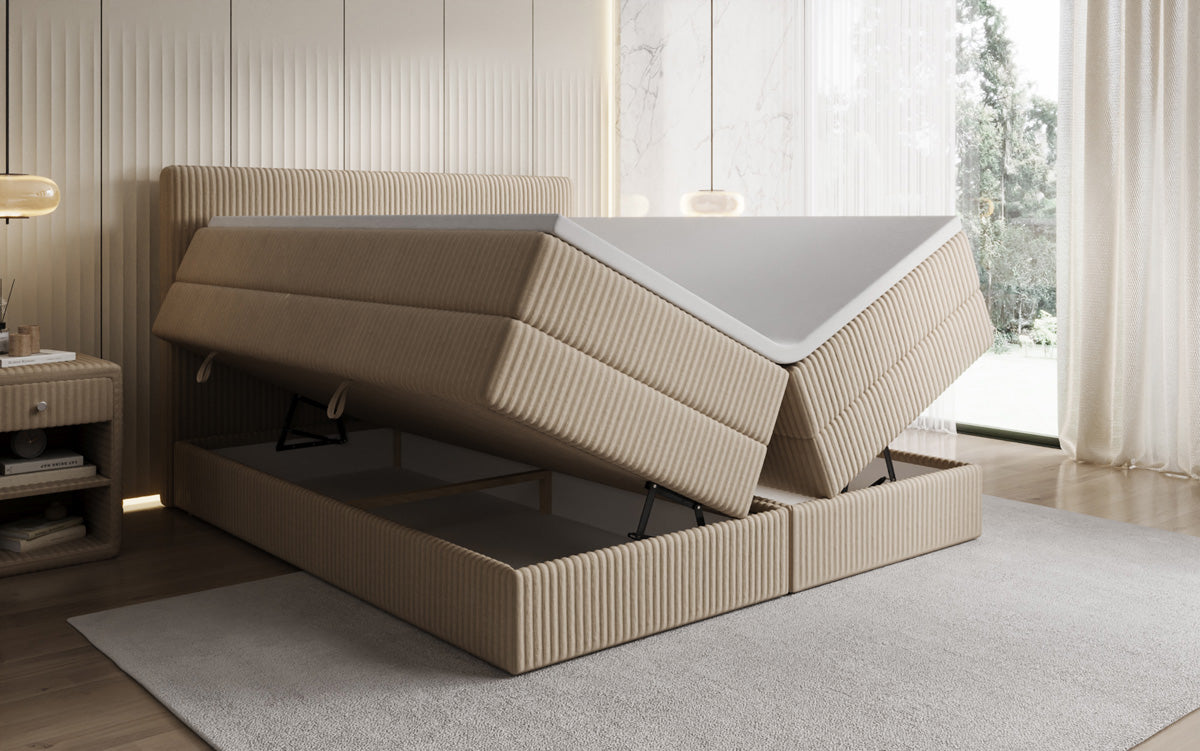 Boxspringbett Kubo King in Cord mit Stauraum