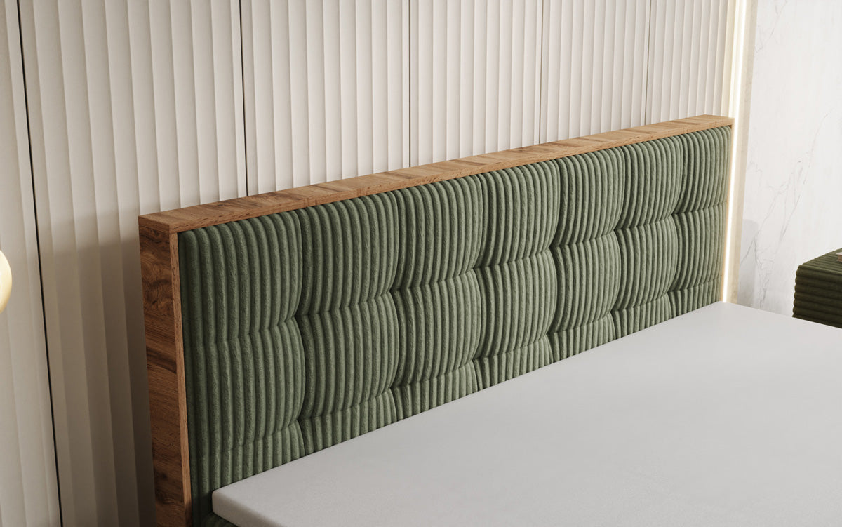 Boxspringbett Timber Quad in Cord mit Stauraum