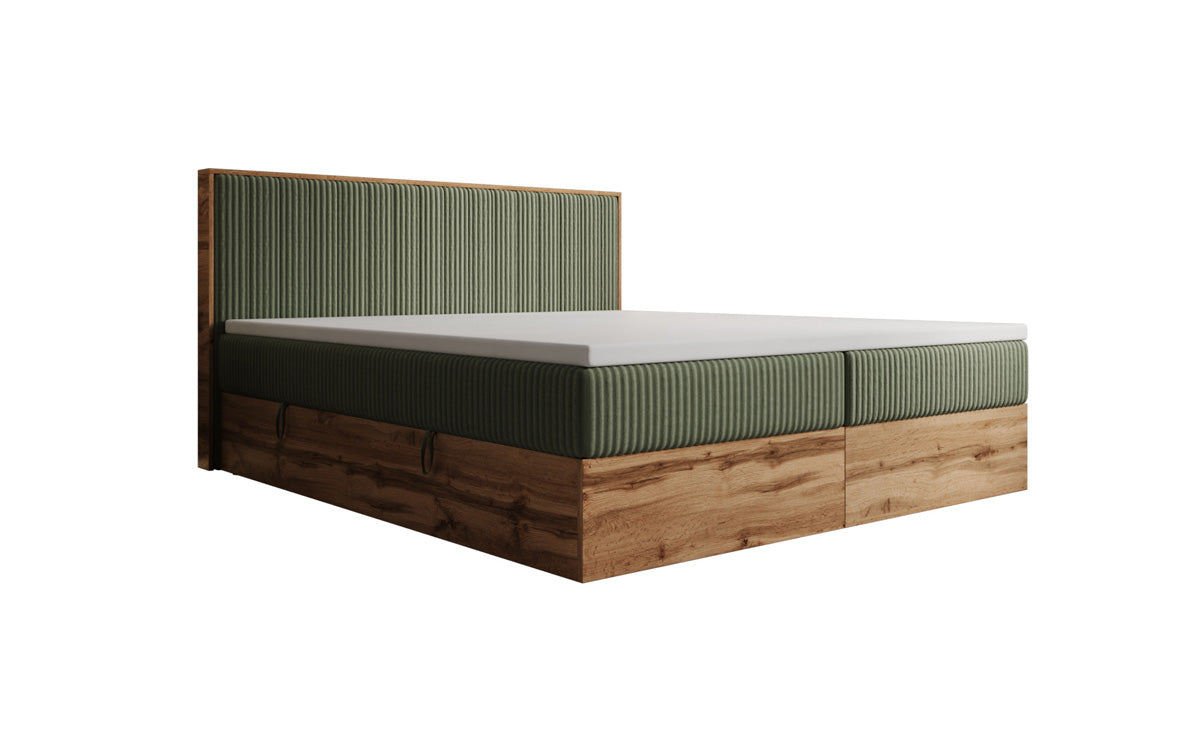 Boxspringbett Timber Line in Cord mit Stauraum