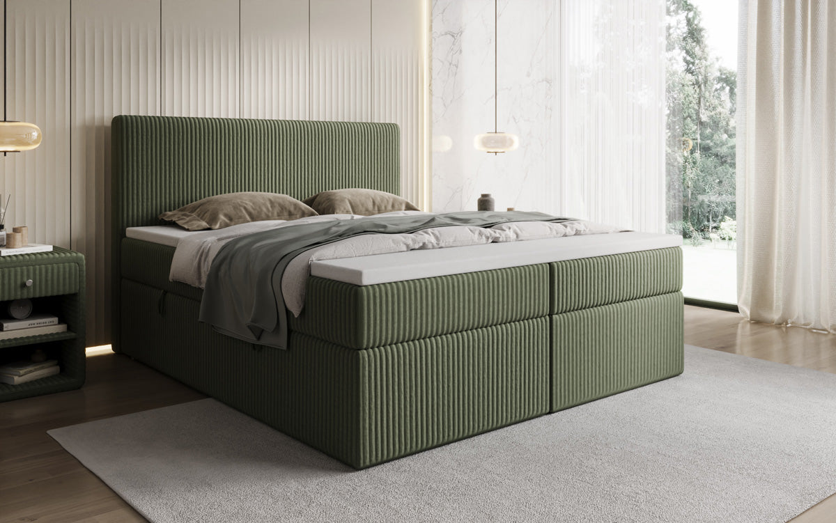 Boxspringbett Kubo in Cord mit Stauraum