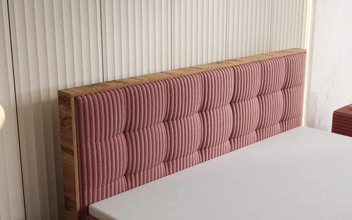Boxspringbett Timber Quad in Cord mit Stauraum
