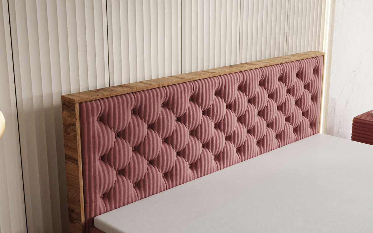 Boxspringbett Timber Chester in Cord mit Stauraum