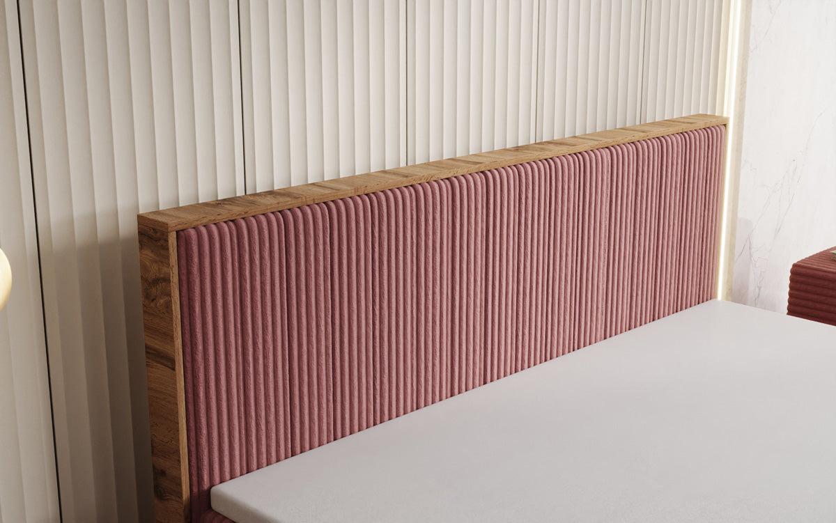 Boxspringbett Timber Line in Cord mit Stauraum