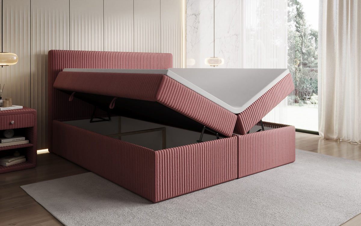Boxspringbett Kubo in Cord mit Stauraum