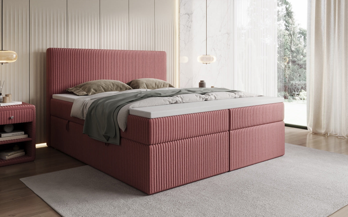 Boxspringbett Kubo in Cord mit Stauraum