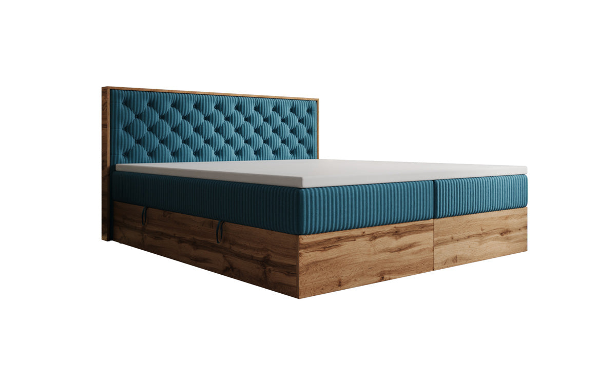 Boxspringbett Timber Chester in Cord mit Stauraum