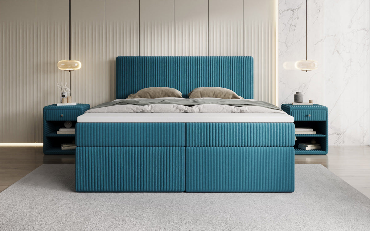 Boxspringbett Kubo in Cord mit Stauraum