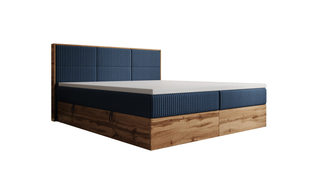 Boxspringbett Timber Panel in Cord mit Stauraum