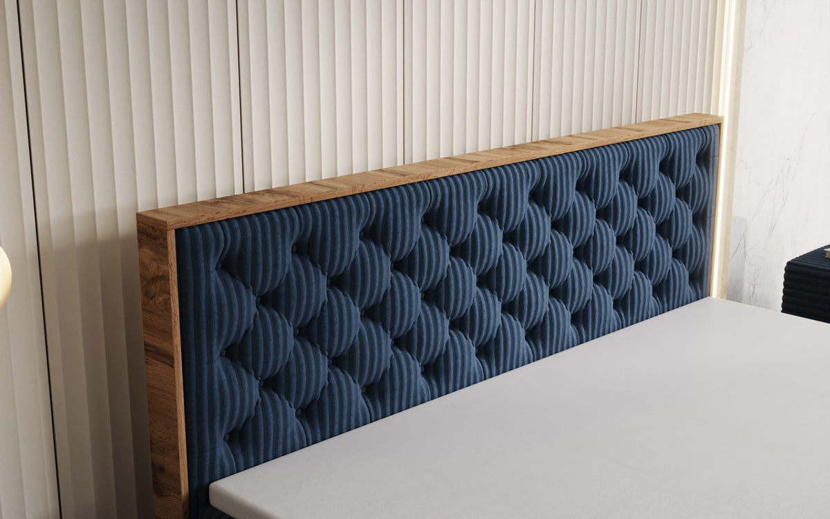 Boxspringbett Timber Chester in Cord mit Stauraum
