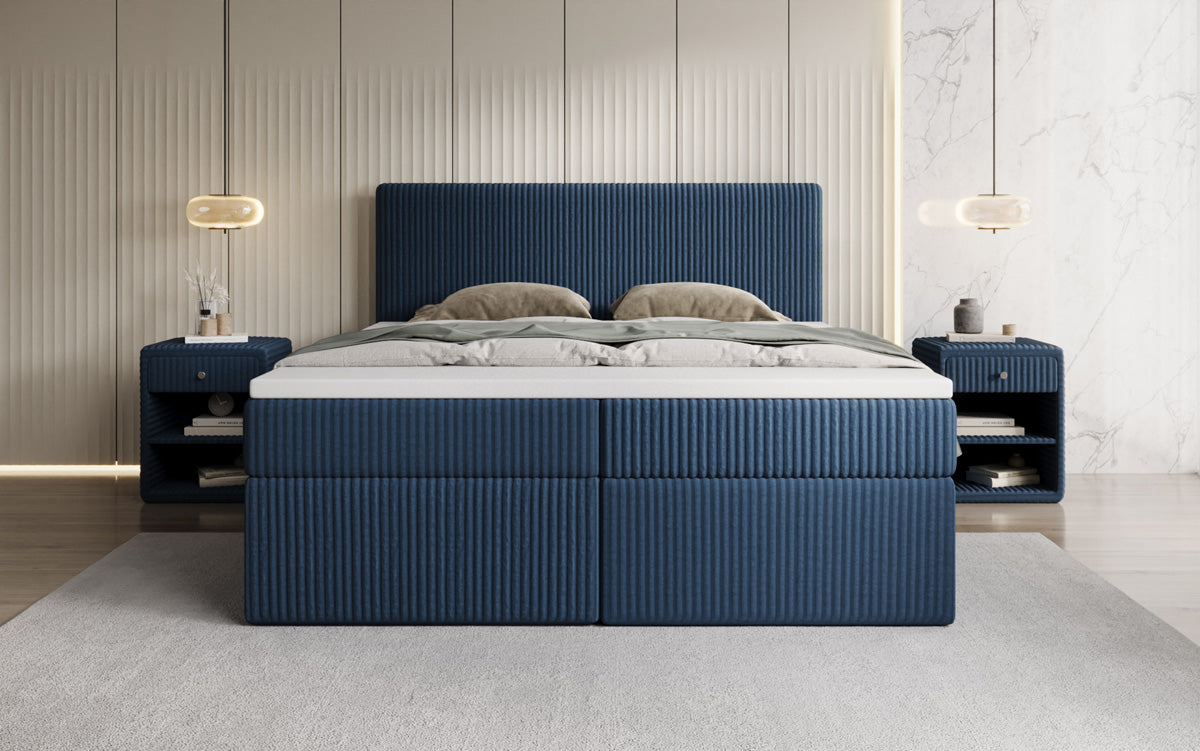 Boxspringbett Kubo in Cord mit Stauraum