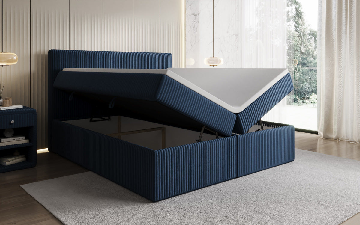 Boxspringbett Kubo in Cord mit Stauraum