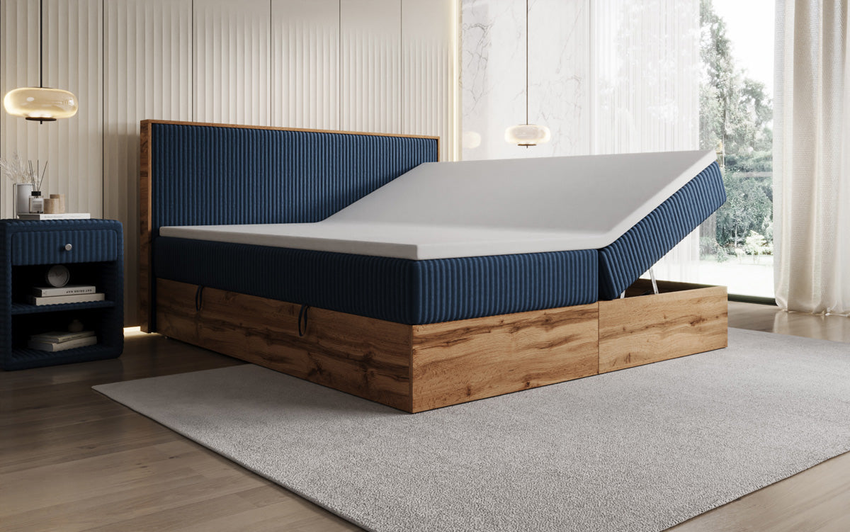 Boxspringbett Timber in Cord mit Stauraum