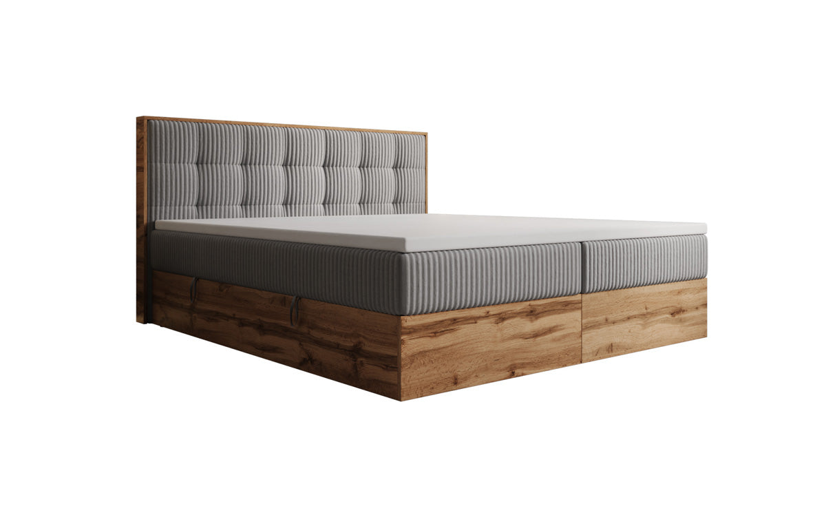 Boxspringbett Timber Quad in Cord mit Stauraum