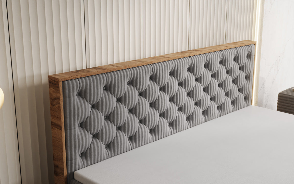 Boxspringbett Timber Chester in Cord mit Stauraum