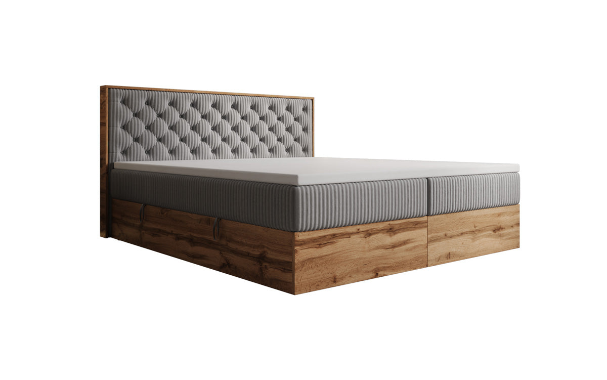 Boxspringbett Timber Chester in Cord mit Stauraum