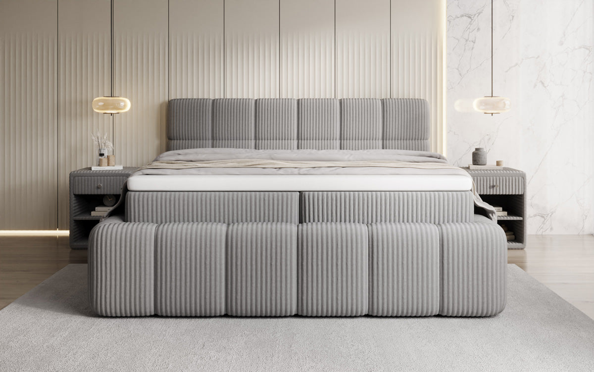 Boxspringbett Bombo in Cord mit Stauraum