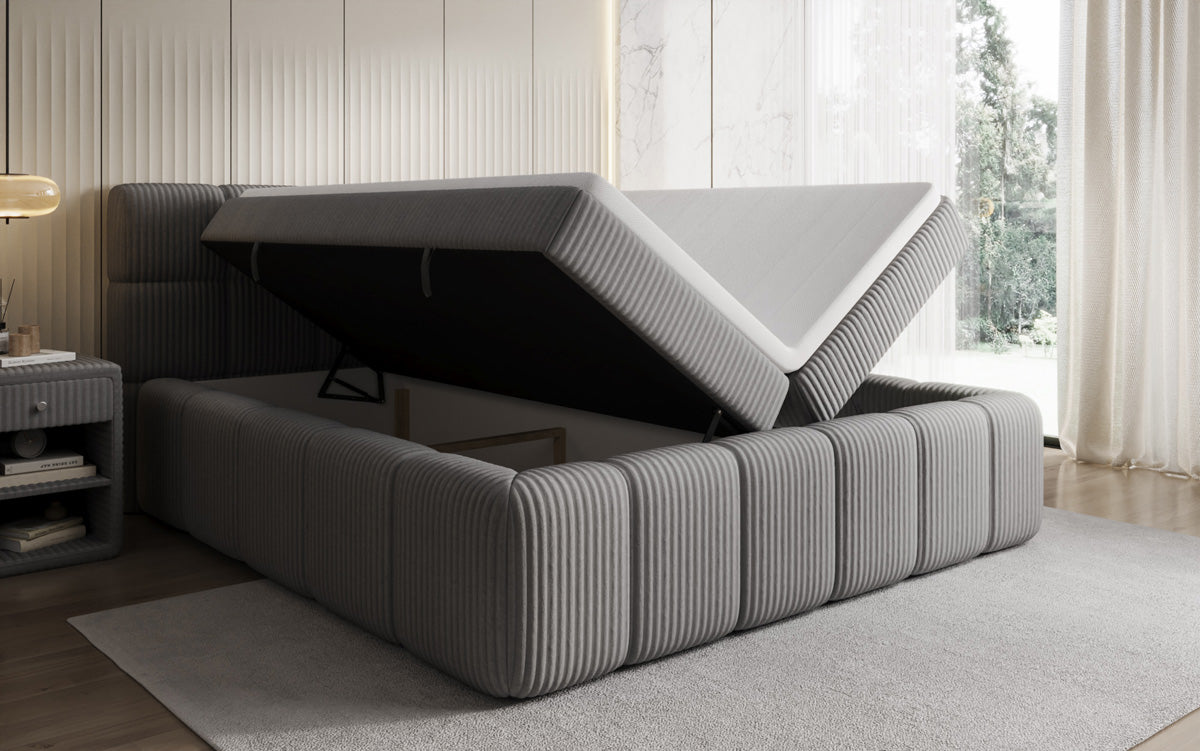 Boxspringbett Bombo in Cord mit Stauraum