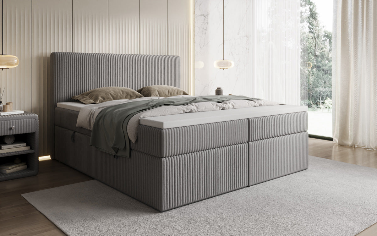Boxspringbett Kubo in Cord mit Stauraum