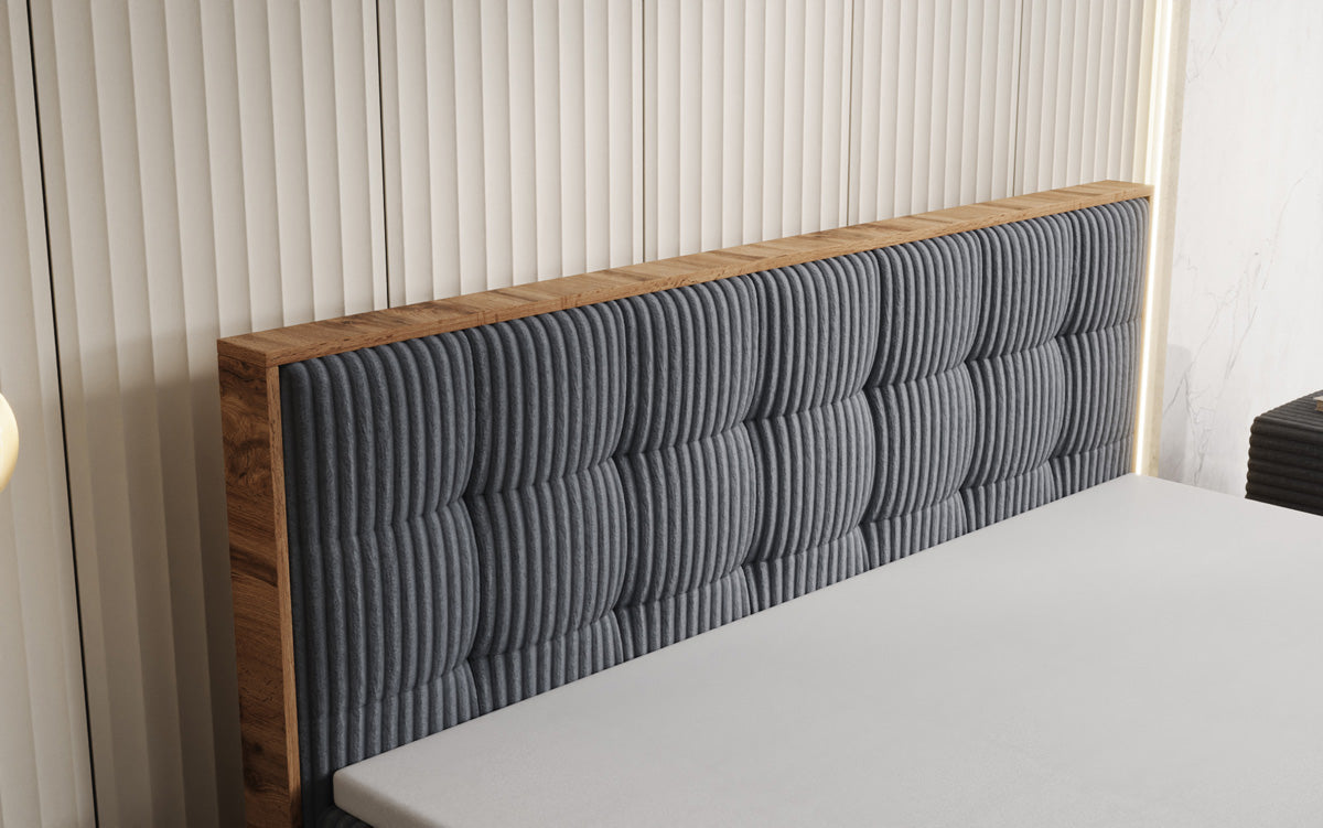 Boxspringbett Timber Quad in Cord mit Stauraum