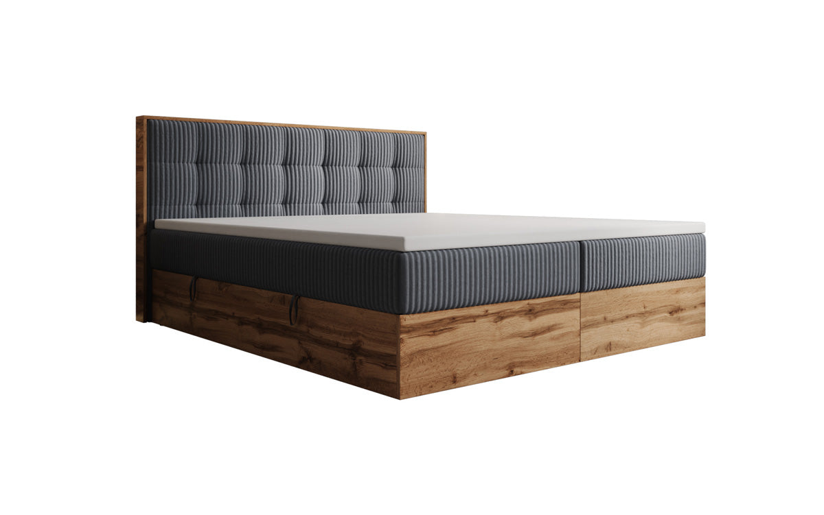 Boxspringbett Timber Quad in Cord mit Stauraum