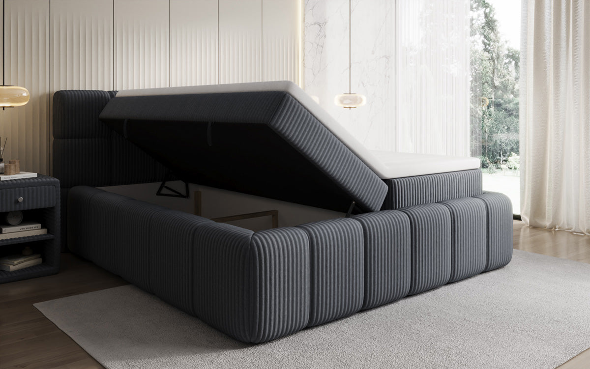 Boxspringbett Bombo in Cord mit Stauraum
