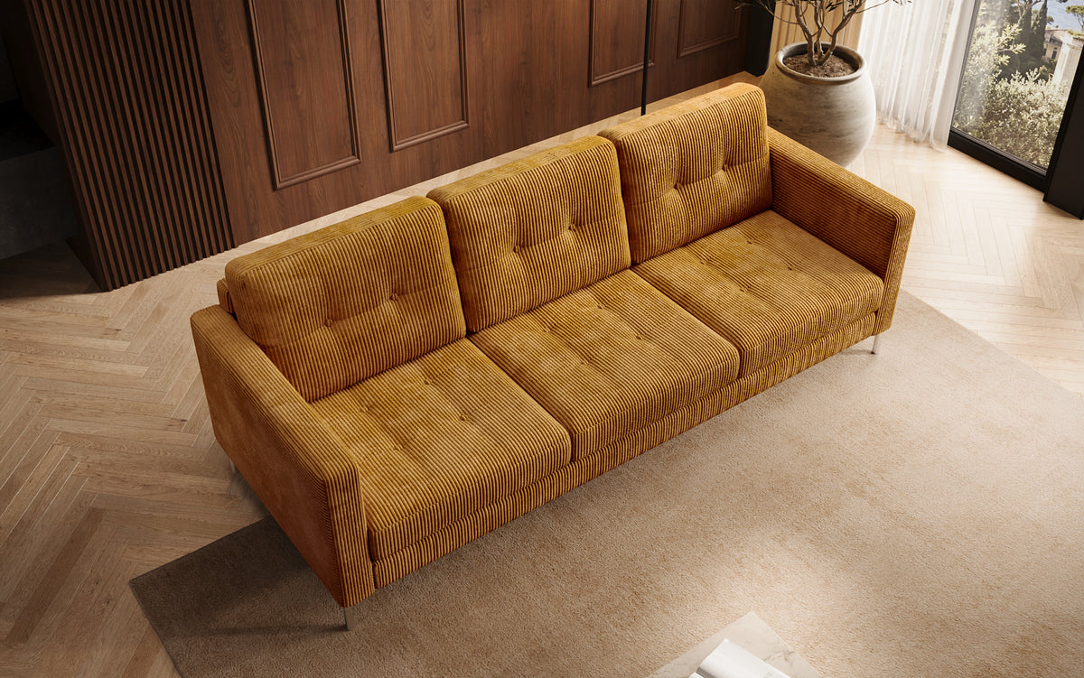 Designer 3 Sitzer Sofa Harvey mit Schlaf- und Klappfunktion in Cord