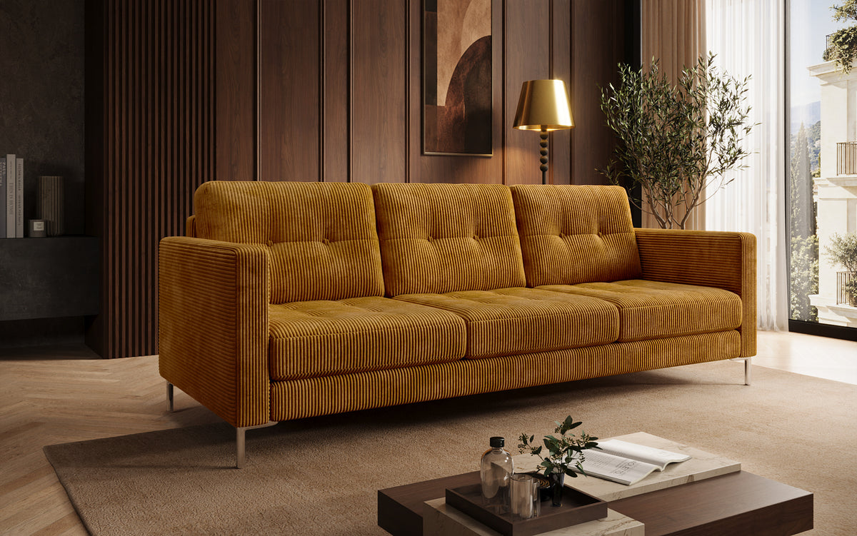 Designer 3 Sitzer Sofa Harvey mit Schlaf- und Klappfunktion in Cord