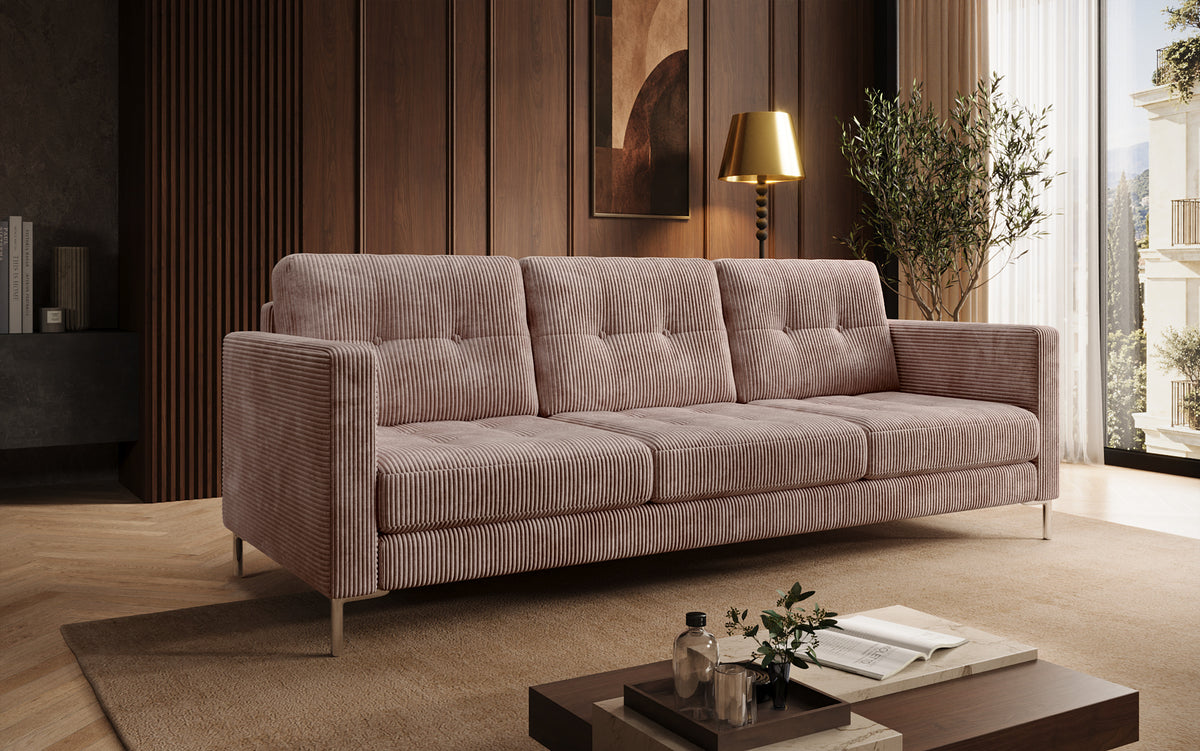 Designer 3 Sitzer Sofa Harvey mit Schlaf- und Klappfunktion in Cord