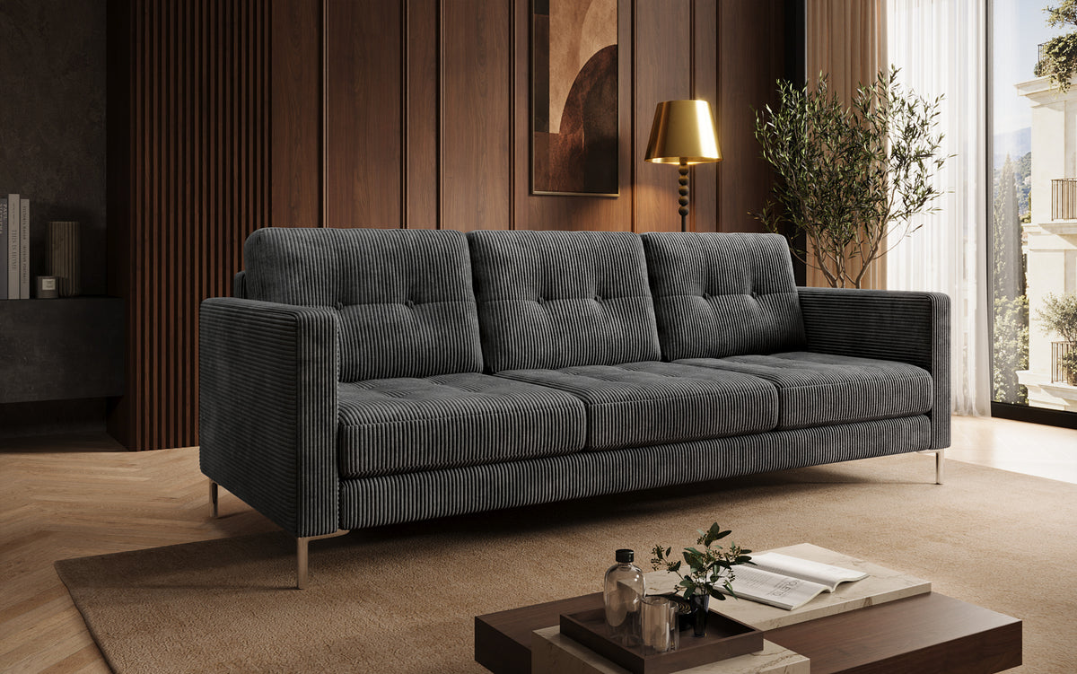 Designer 3 Sitzer Sofa Harvey mit Schlaf- und Klappfunktion in Cord